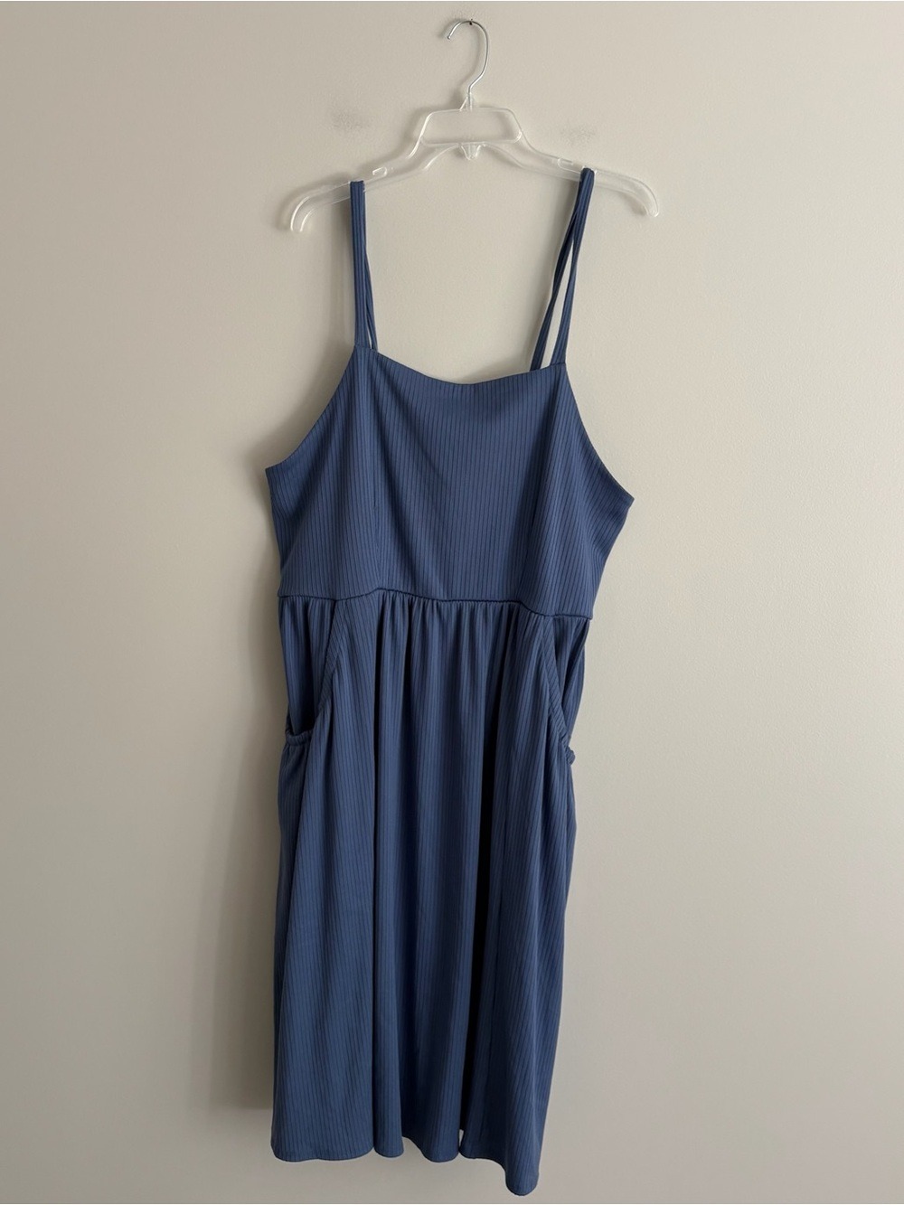 Gilli Dusty Blue Spaghetti-Strap Mini Dress With Pockets Size 2X